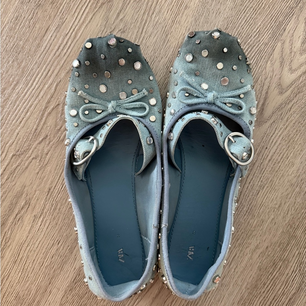 Studded Blue Ballet Flats